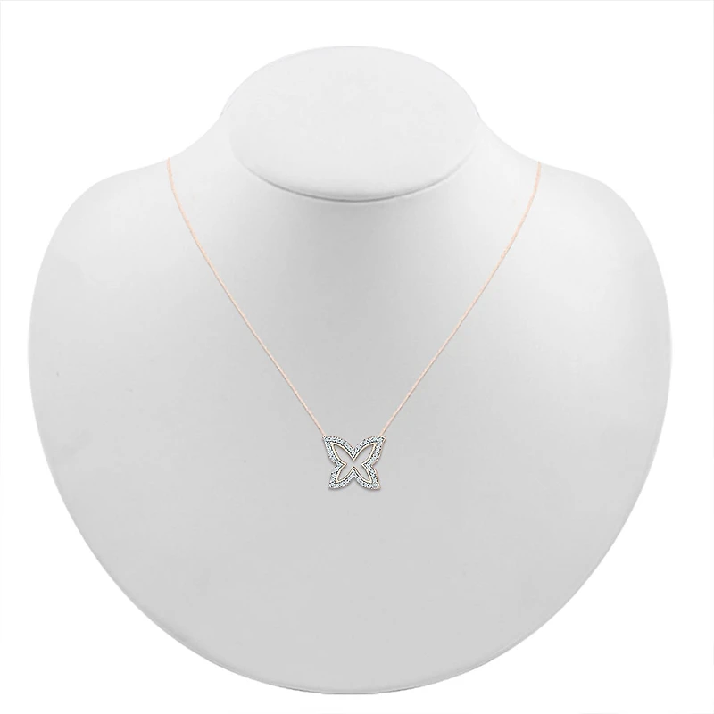 Womens 1/6 CT. T.W. Natural White Diamond 10K Gold Butterfly 18 Inch Pendant Necklace