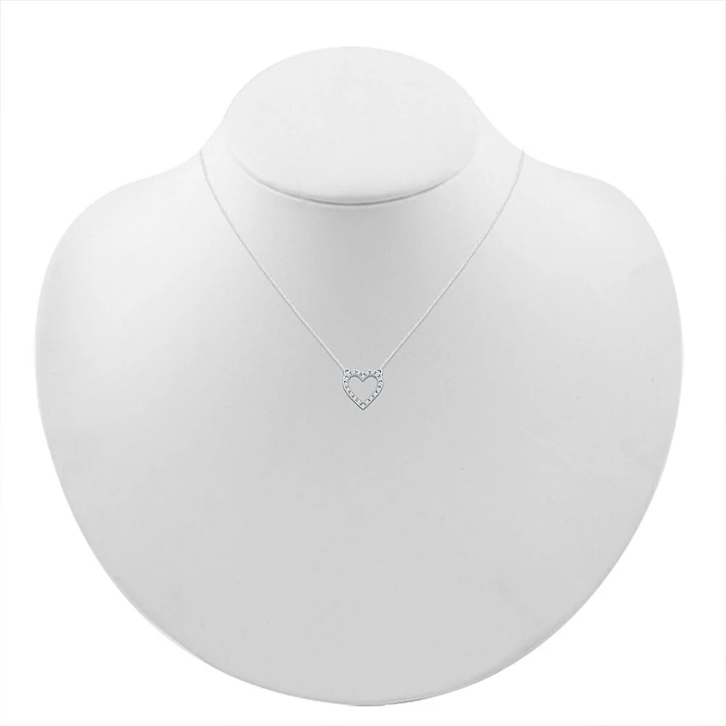 Womens 1/ CT. T.W. Natural White Diamond 10K Gold Heart 18 Inch Pendant Necklace