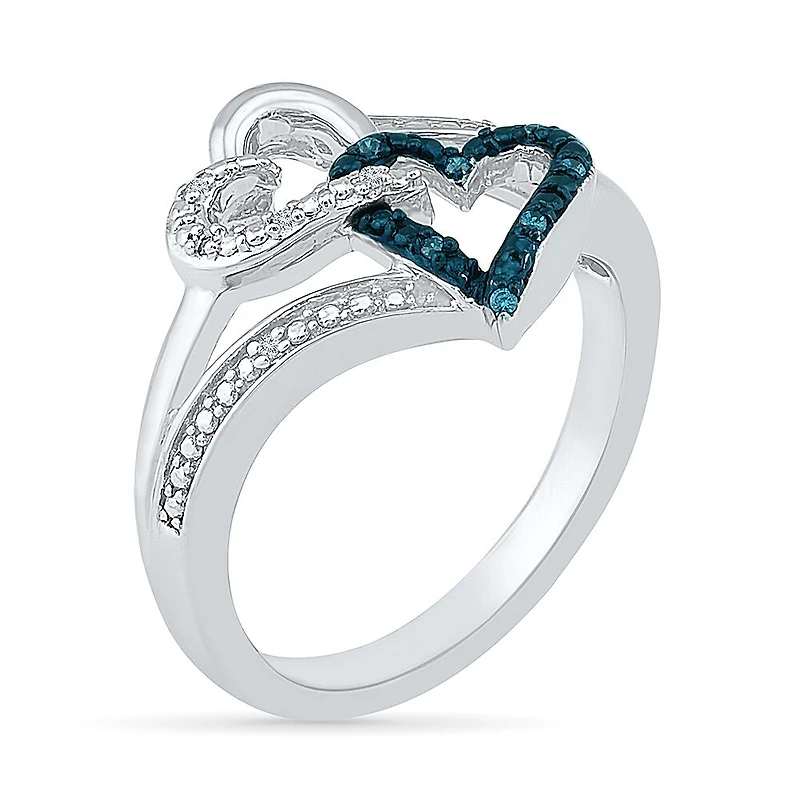 Womens Diamond Accent Natural Blue Sterling Silver Heart Cocktail Ring