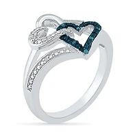 Womens Diamond Accent Natural Blue Sterling Silver Heart Cocktail Ring