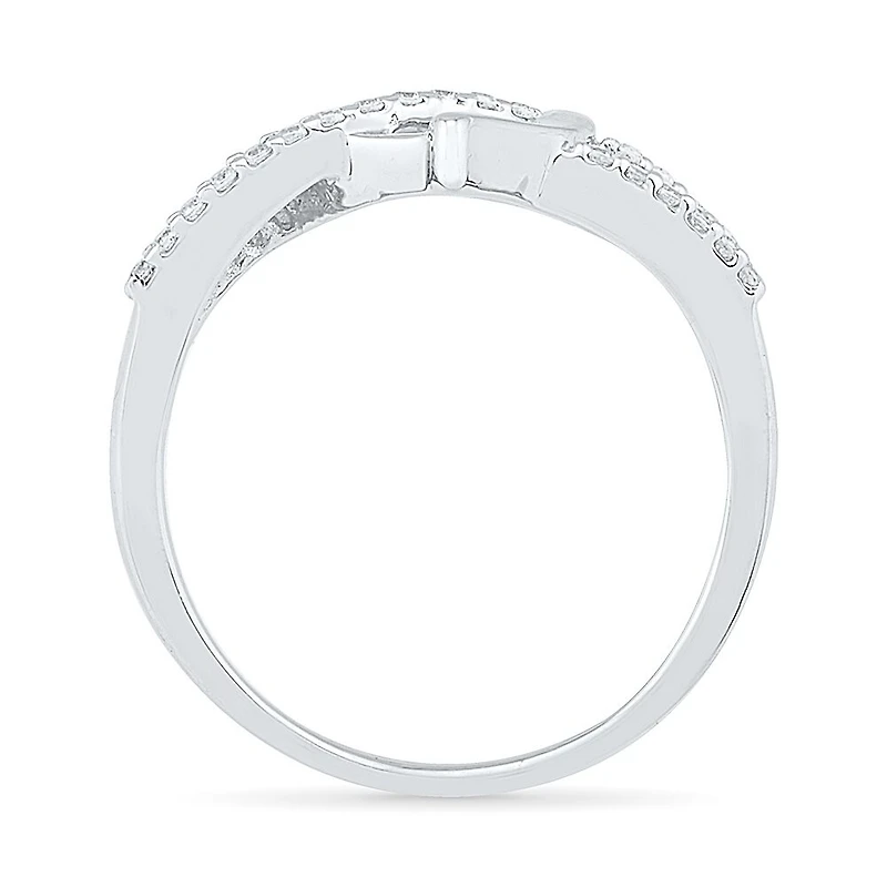Womens 1/6 CT. T.W. Natural White Diamond Sterling Silver Heart Cocktail Ring