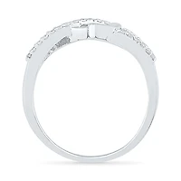 Womens 1/6 CT. T.W. Natural White Diamond Sterling Silver Heart Cocktail Ring