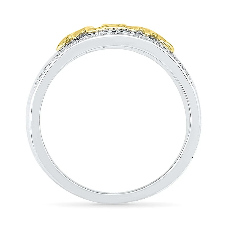 "Mom" Womens 2MM 1/6 CT. T.W. Natural White Diamond 10K Gold Over Silver Band