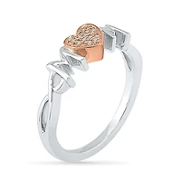 "Mom" Womens Diamond Accent Natural White 10K Gold Over Silver Cocktail Ring