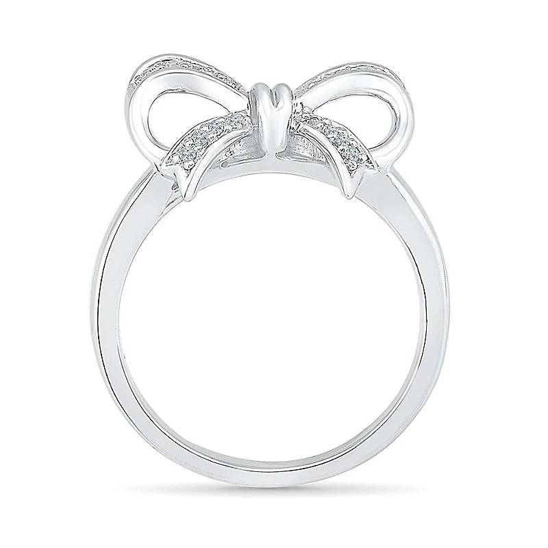 Womens 1/10 CT. T.W. Natural White Diamond Sterling Silver Cocktail Ring