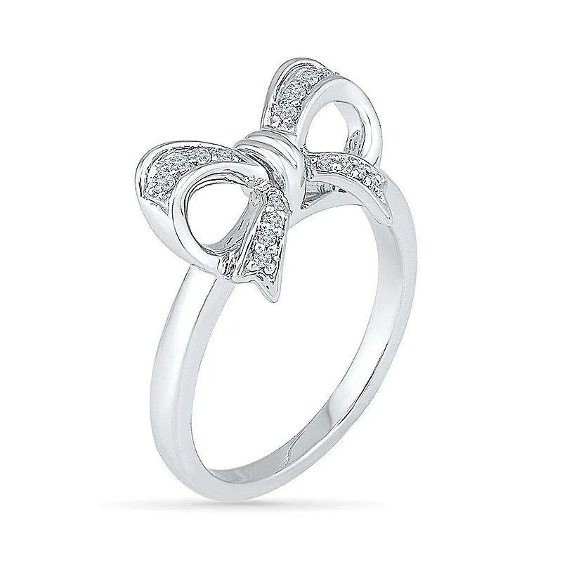 Womens 1/10 CT. T.W. Natural White Diamond Sterling Silver Cocktail Ring