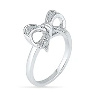 Womens 1/10 CT. T.W. Natural White Diamond Sterling Silver Cocktail Ring
