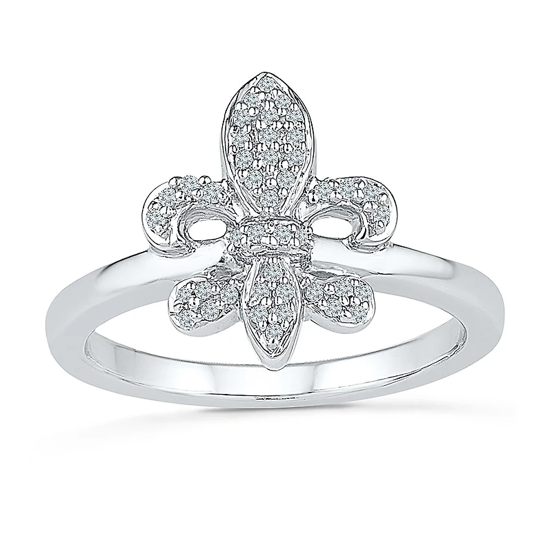 Womens 1/ CT. T.W. Natural Diamond Sterling Silver Cocktail Ring