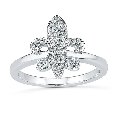Womens 1/6 CT. T.W. Natural White Diamond Sterling Silver Cocktail Ring