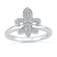 Womens 1/ CT. T.W. Natural Diamond Sterling Silver Cocktail Ring