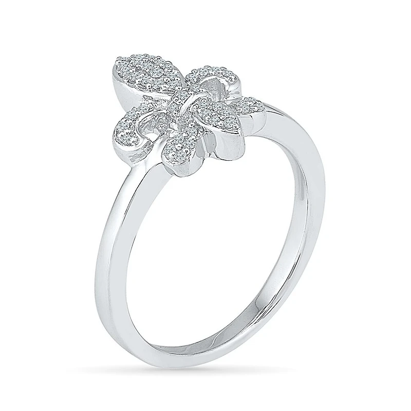 Womens 1/ CT. T.W. Natural Diamond Sterling Silver Cocktail Ring