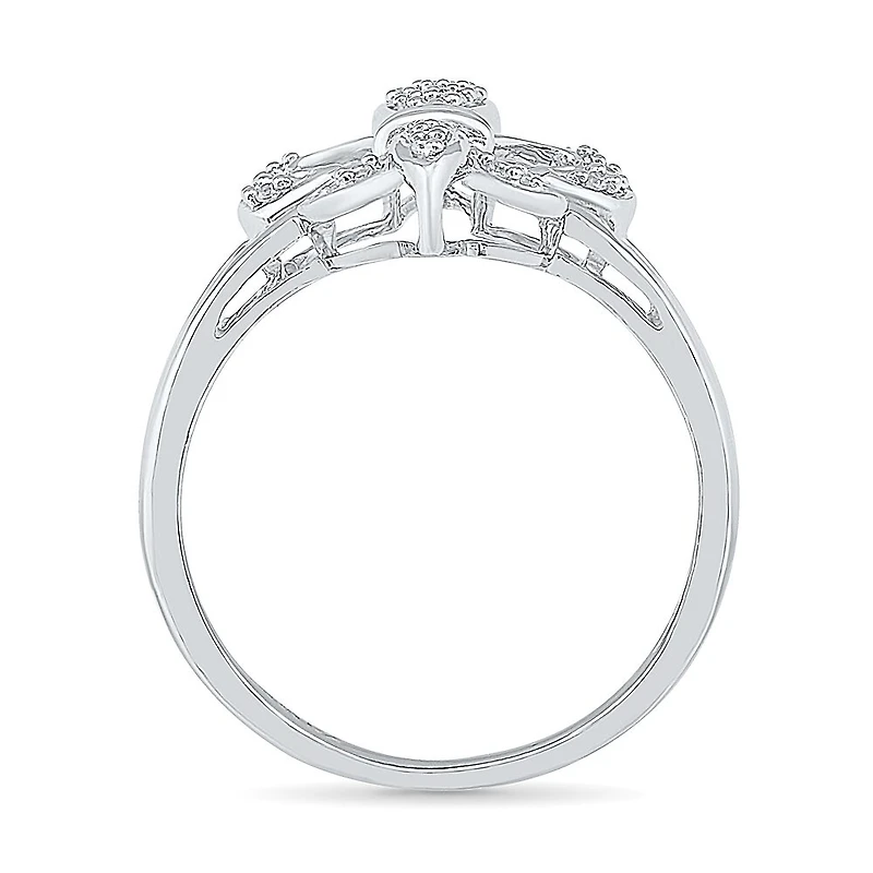 Womens 1/8 CT. T.W. Natural White Diamond Sterling Silver Fleur De Lis Cocktail Ring