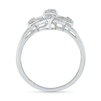 Womens 1/8 CT. T.W. Natural White Diamond Sterling Silver Fleur De Lis Cocktail Ring