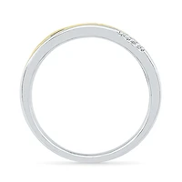 Womens 2MM Diamond Accent Natural White 10K Gold Over Silver Band