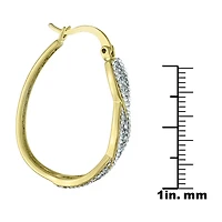 Sparkle Allure Womens Crystal 14K Gold Over Brass 33.7mm Oval Hoop Earrings