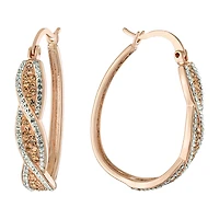 Sparkle Allure Womens Crystal 14k Rose Gold Over Brass 33.7mm Oval Hoop Earrings