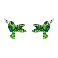 Silver Treasures Hummingbird Green Crystal Sterling Silver 12.7mm Stud Earrings