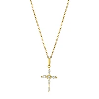 Silver Treasures Womens Cubic Zirconia 14K Gold Over Silver Cross 18 Inch Pendant Necklace