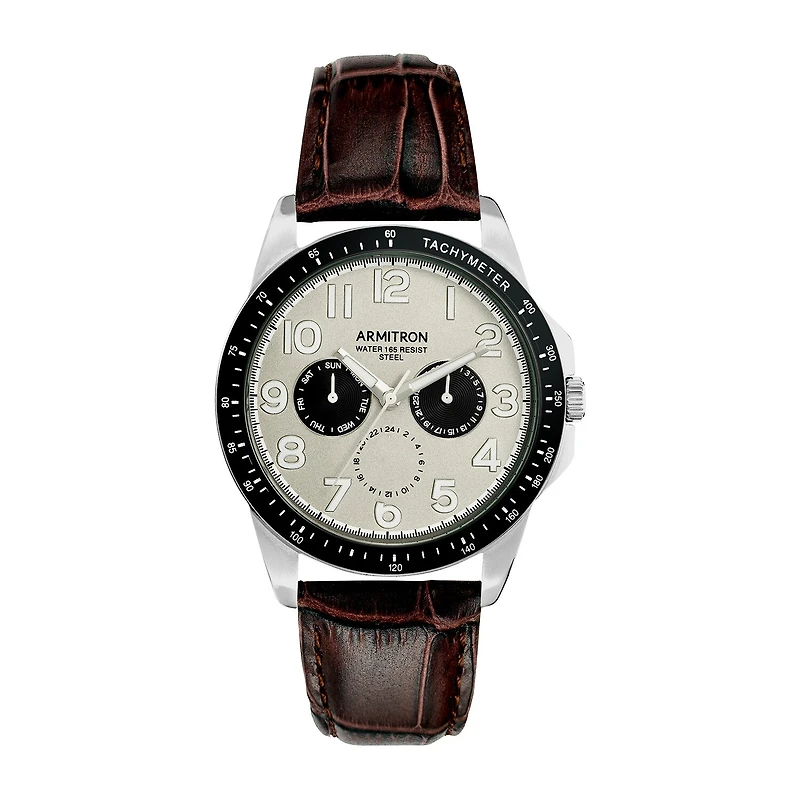 Armitron All Sport Mens Brown Leather Bracelet Watch 20/5476svsvbn