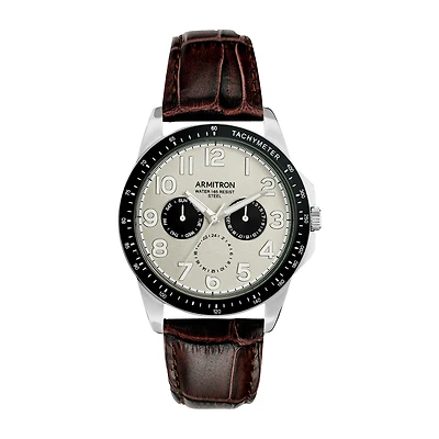 Armitron All Sport Mens Brown Leather Bracelet Watch 20/5476svsvbn