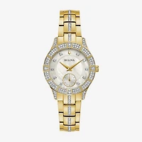 Bulova Crystal Womens Crystal Accent Gold Tone Stainless Steel Bracelet Watch 98l283