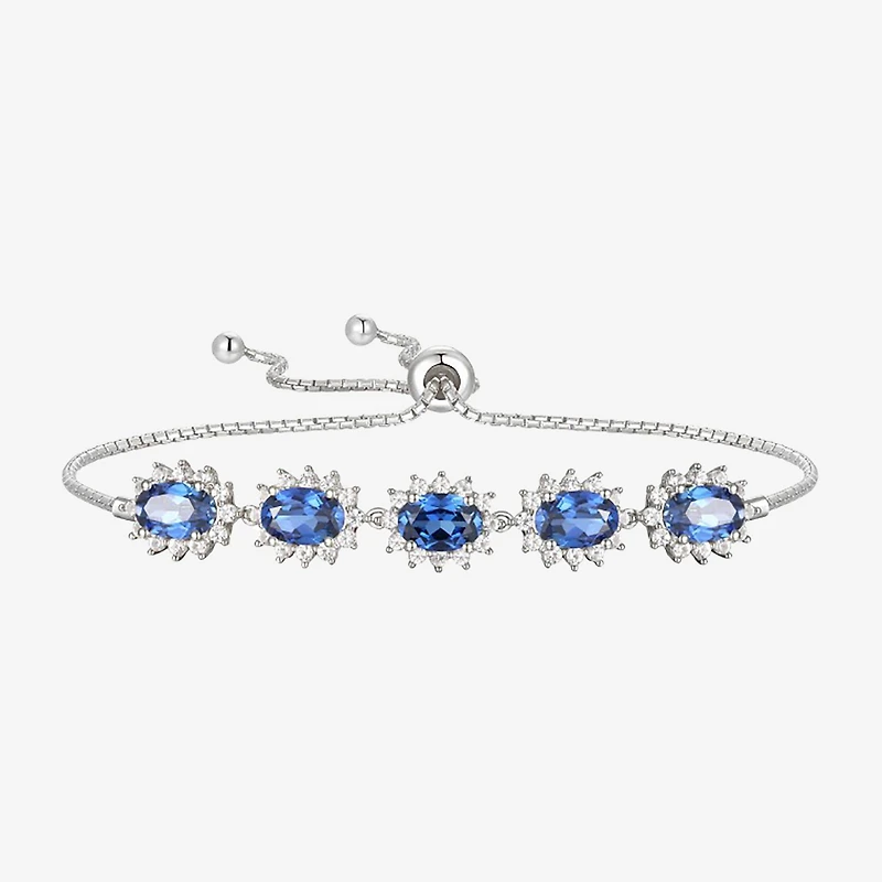 Gemstone 14K Gold Over Silver Oval Bolo Bracelet