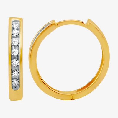 Womens 1/6 CT. T.W. Natural White Diamond 10K Gold 16.3mm Hoop Earrings