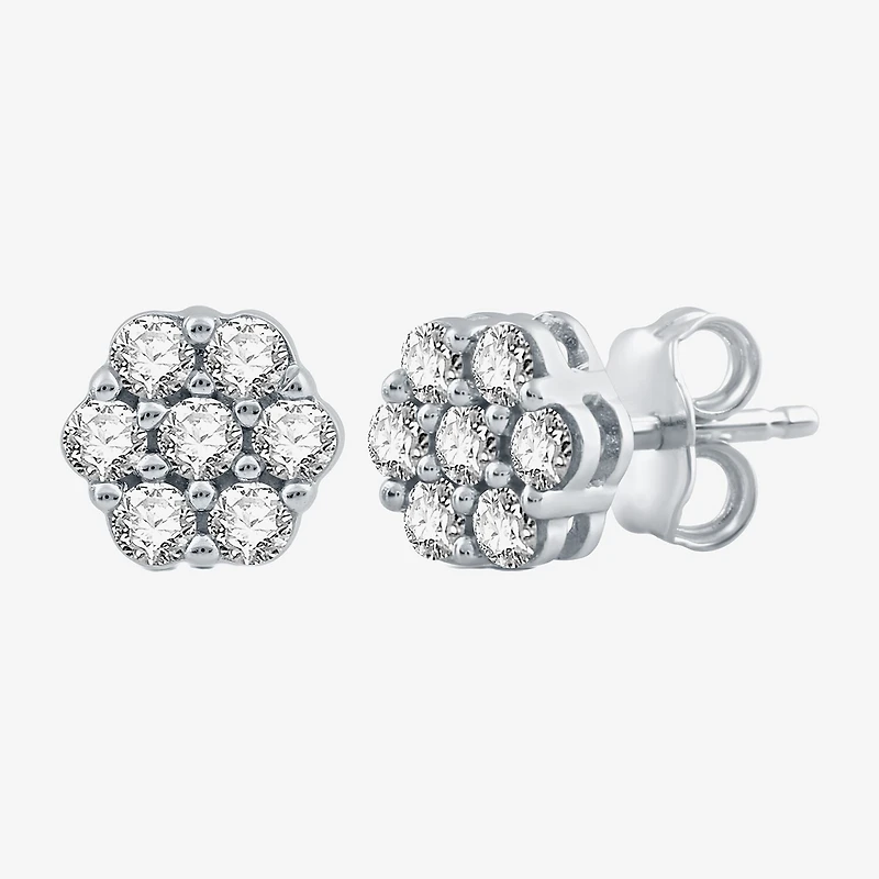 Diamond Blossom 1/2 CT. T.W. Natural White 10K Gold 7.1mm Stud Earrings