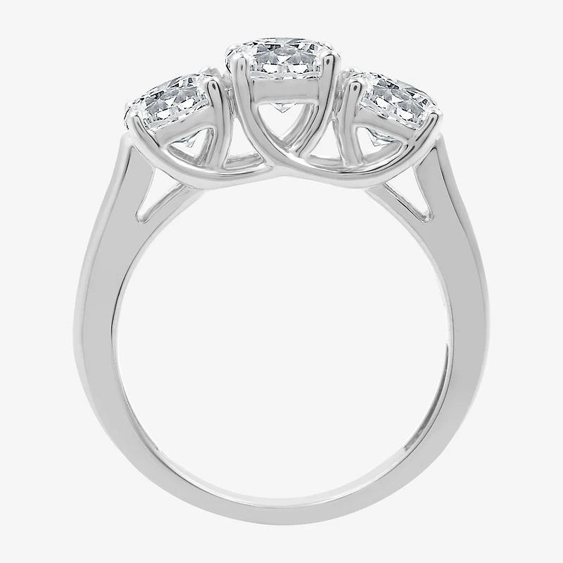 (G / SI1-SI2) Womens 2 1/4 CT. T.W. Lab Grown White Diamond 10K Gold Round 3-Stone Engagement Ring