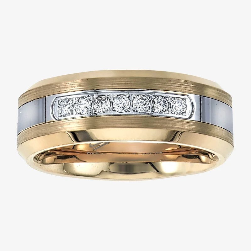 Mens 8MM 1/5 CT. Natural White Diamond Tungsten Wedding Band