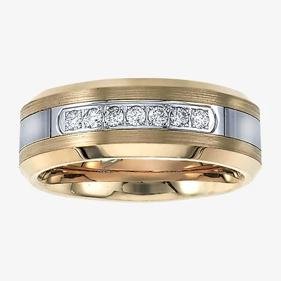 Mens 8MM 1/5 CT. Natural White Diamond Tungsten Wedding Band