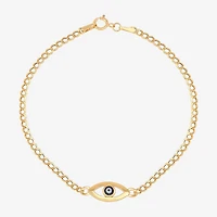Womens 14K Gold Evil Eye Charm Bracelet