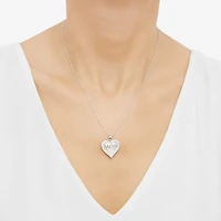 Womens White Mother Of Pearl Sterling Silver Heart 18 Inch Pendant Necklace