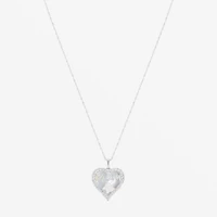 Womens White Mother Of Pearl Sterling Silver Heart 18 Inch Pendant Necklace