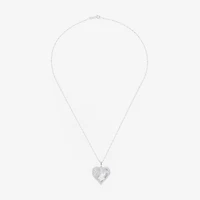 Womens White Mother Of Pearl Sterling Silver Heart 18 Inch Pendant Necklace