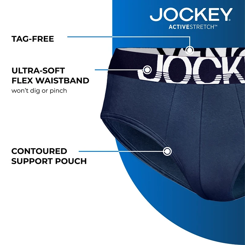 Jockey Active Stretch Mens 4 Pack Support Pouch Briefs 9129