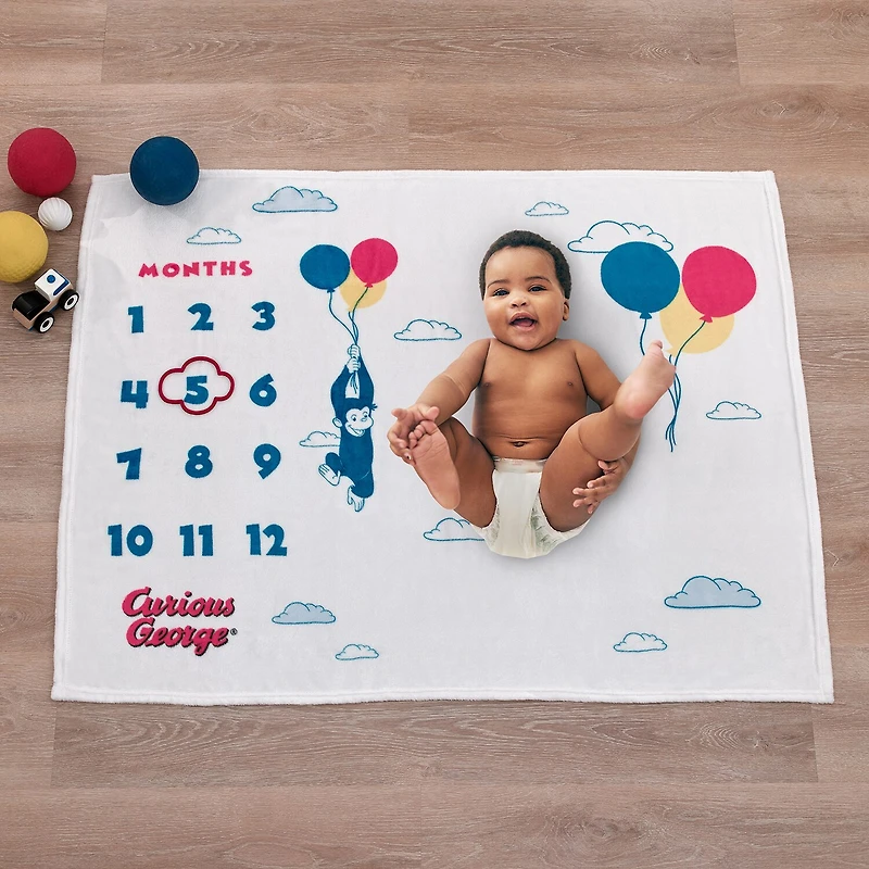 Universal Curious George Baby Milestone Blanket