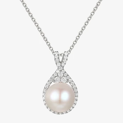 Womens Dyed White Cultured Freshwater Pearl Sterling Silver 18 Inch Pendant Necklace