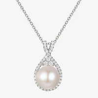 Womens Dyed White Cultured Freshwater Pearl Sterling Silver 18 Inch Pendant Necklace