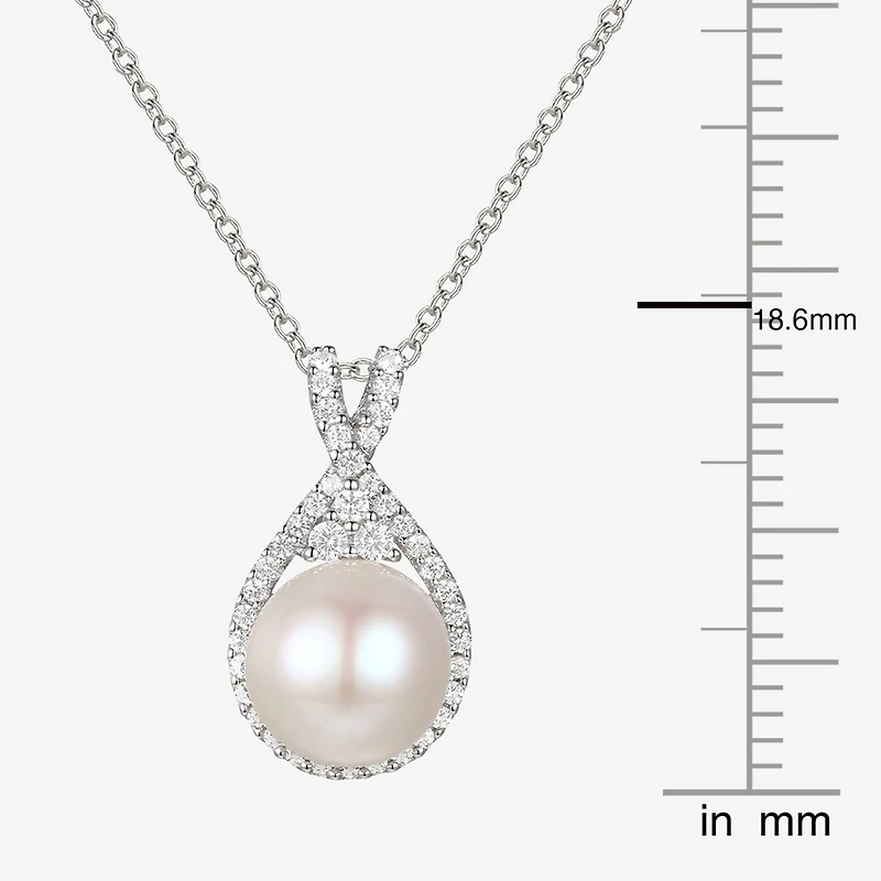 Womens Dyed White Cultured Freshwater Pearl Sterling Silver 18 Inch Pendant Necklace