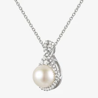 Womens Dyed White Cultured Freshwater Pearl Sterling Silver 18 Inch Pendant Necklace