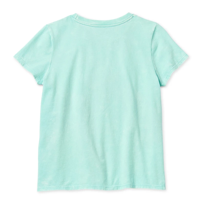Disney Collection Little & Big Kid Girls Crew Neck Short Sleeve Regular Fit Ariel Princess The Mermaid Graphic T-Shirt