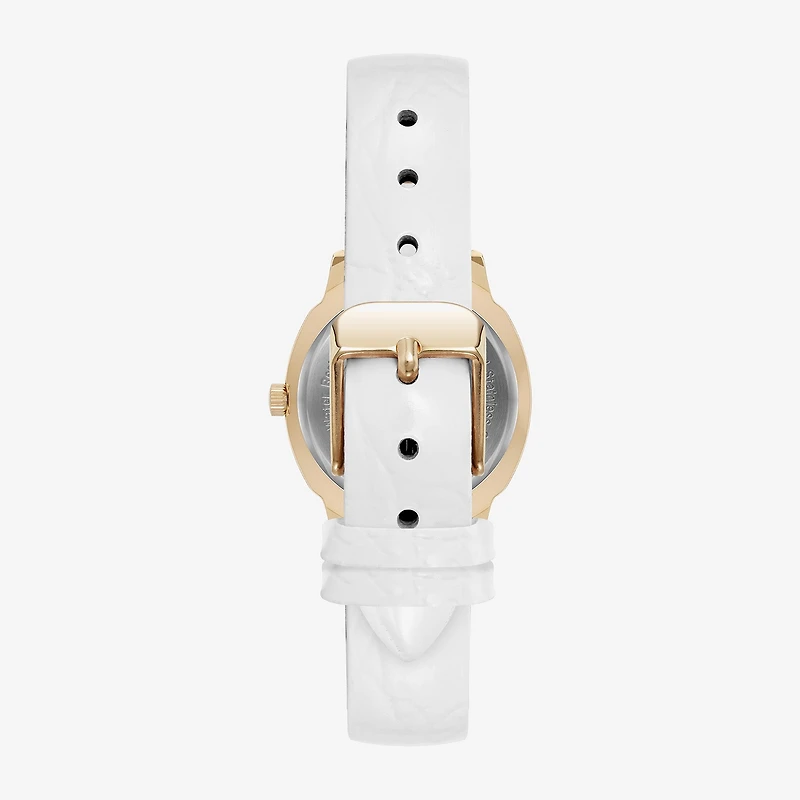 Armitron Womens White Leather Strap Watch 75-5977mpgpwt