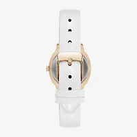 Armitron Womens White Leather Strap Watch 75-5977mpgpwt