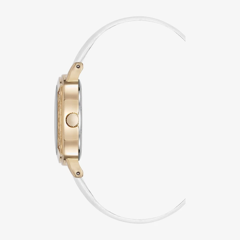Armitron Womens White Leather Strap Watch 75-5977mpgpwt