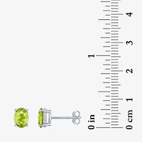 Genuine Green Peridot Sterling Silver 7mm Oval Stud Earrings