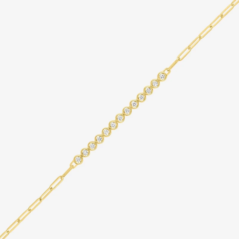 Diamond Addiction 1/3 Ct.T.W. (G-H, I1-I2) Lab-Grown Diamond Womens 10K Gold Paperclip Round Chain Bracelet