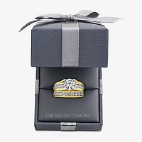 (G / Si1-Si2) Womens 4 CT. T.W. Lab Grown White Diamond 10K Gold Round Side Stone Bridal Set