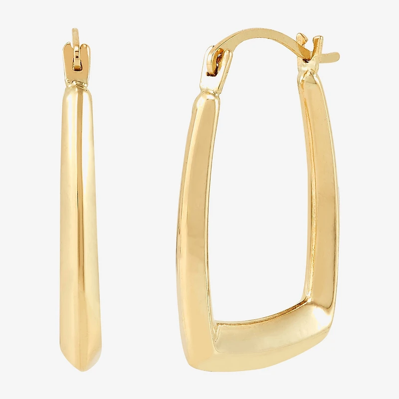 Womens 14K Gold 21.4mm Rectangular Hoop Earrings