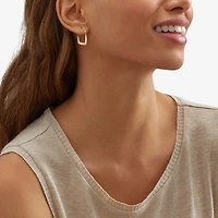 Womens 14K Gold 21.4mm Rectangular Hoop Earrings